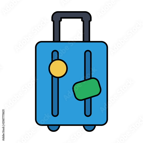 Colored outline luggage icon representing travel preparation, transportation, and vacation essentials.
