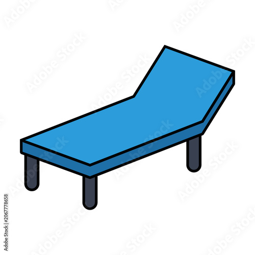 Colored outline sun lounger icon representing relaxation, beach resorts, and leisure travel experiences.