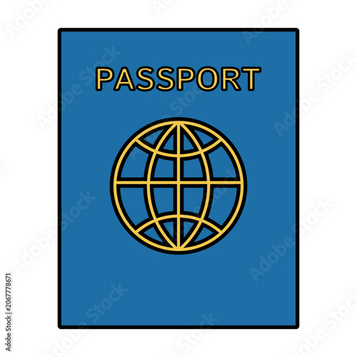 Colored outline passport icon representing international travel, identity verification, and global tourism.