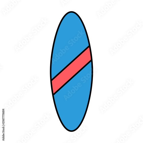 Colored outline surfboard icon representing surfing culture, beach sports, and ocean adventures.