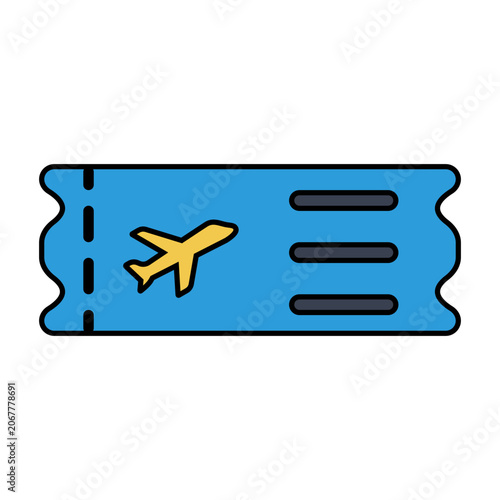 Colored outline ticket icon representing travel reservations, transportation, and tourism services.
