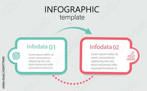 2 points template infographic outline style with 2 point stage or step comparison template with round box. vector illustration. ector illustration. 