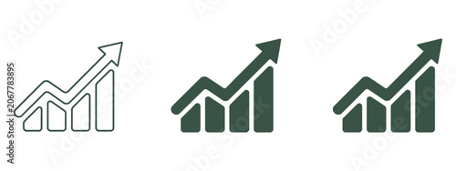 Rising Bar Chart Icon with Upward Growth Trend Analytics Statistics Business Performance Data Analysis and Reporting vector design
