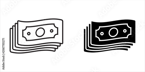 Obraz na płótnie Stack of cash money banknote icon set