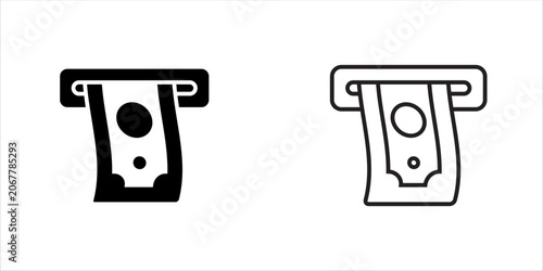 Photos ATM cash withdrawal icon set