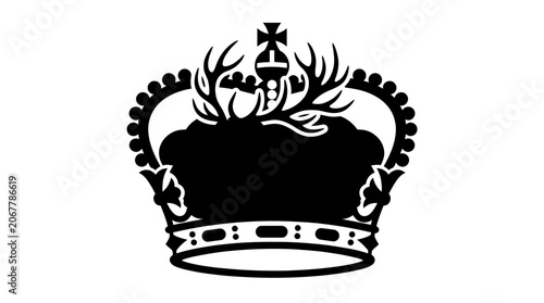 Black crown with cross on top.