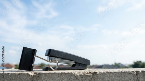 Security Camera Installed on Concrete Wall in Outdoor Environment.