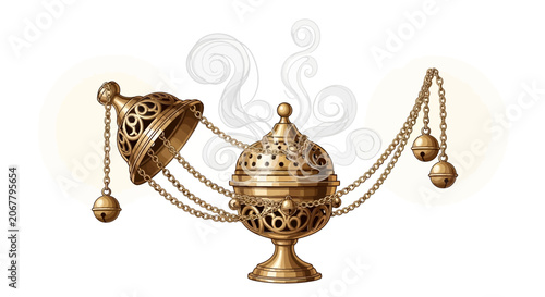 antique lamp on white background