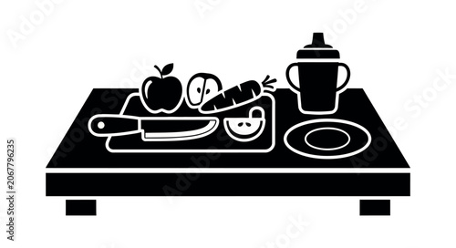 Fotografi Breakfast food on a tray table.