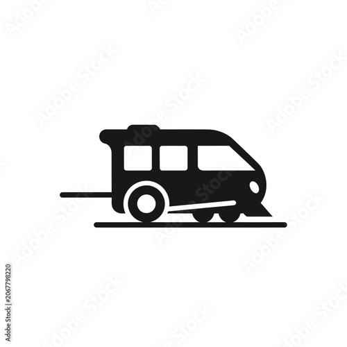 Modern Train Icon Silhouette on White Background