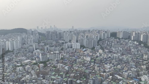 Aerial View of Residential Area with Apartment and Villa Complex near Seoul National University Station