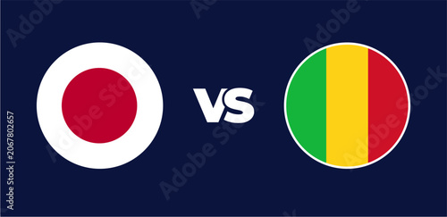 Εκτύπωση καμβά Japan vs Mali national flags in circle format, circular flag icons, vector illus