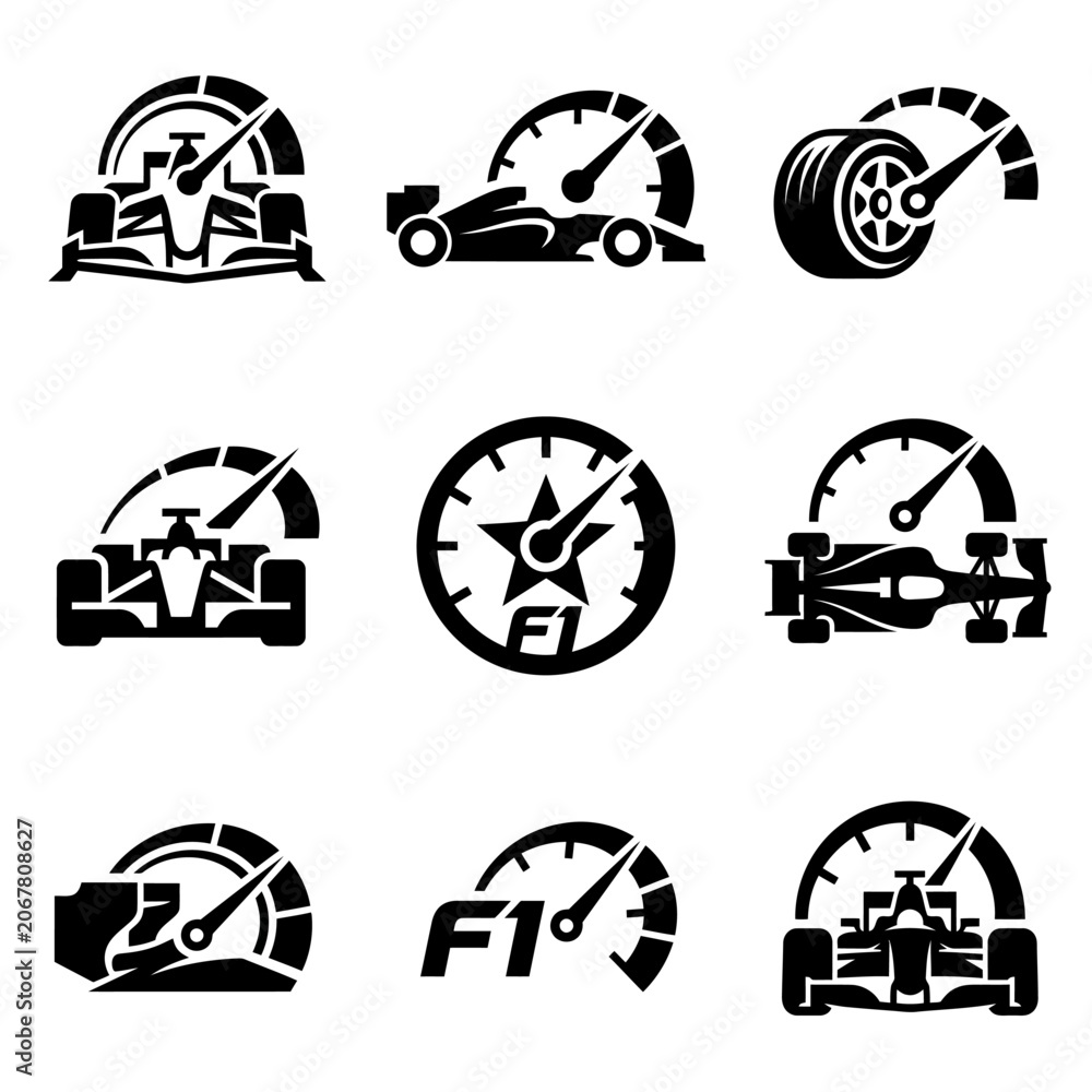 Fototapeta premium Racing Car Speedometer Icons Set.