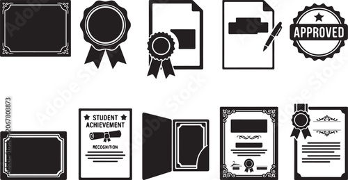 Teachers Day Certificate Badge Ribbon and Academic Award Document Vector Set