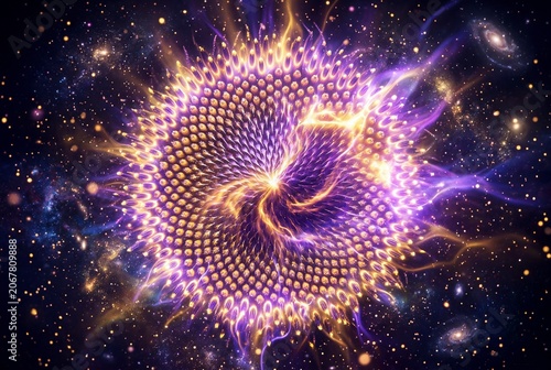 Galaxy Sunflower Fractal Cosmic Burst