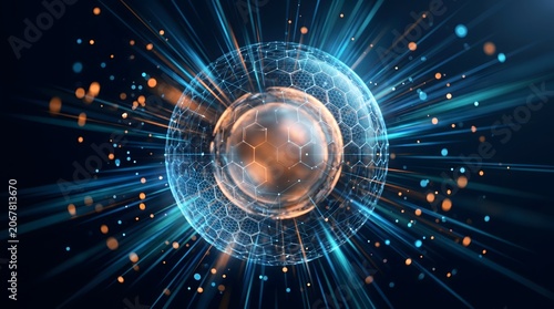 Holographic Hexagonal Core Sphere with Explosive Light Rays Technology