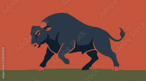 Fotografie A stylized illustration of a bison.