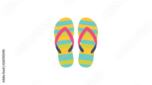 Colorful Striped Flip Flops Sandals Vector Illustration Summer Footwear