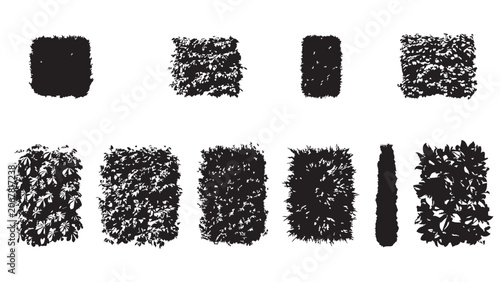 Foto Black silhouette shapes of top view bushes and hedges for design.