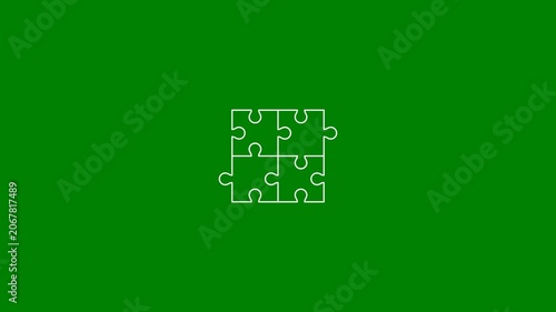 Jigsaw Puzzle Pieces, Problem Solving Concept - Integration, Configuration, Puzzle Solving - Minimal Flat Design Motion Graphics Clip - Green Screen, 7.5% Gray