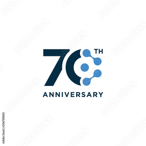 Number 70 Anniversary years for birthday celebrating holiday logo design
