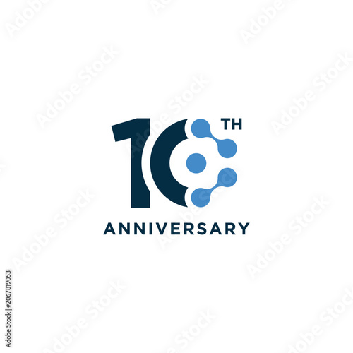 Number 10 Anniversary years for birthday celebrating holiday logo design