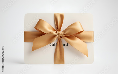 Gift card with satin ribbon bow in soft studio light symbolizing reward and appreciation