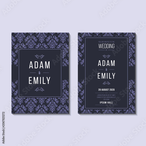 Purple watercolor texture and luxury style wedding invitation collection, elegant invitation template set, premium wedding card design, romantic purple wedding stationery, printable invitation suite, 
