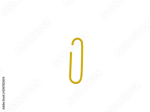yellow paper clip isolated
