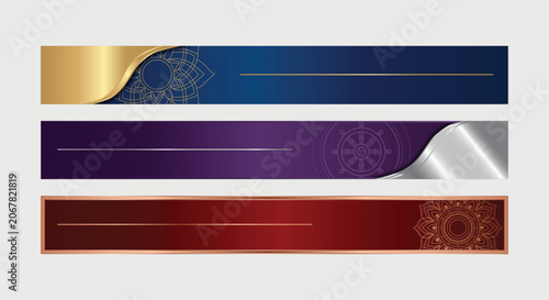 Billede på lærred luxury lower thirds banners elegant metallic blue and gold banner with a mandala
