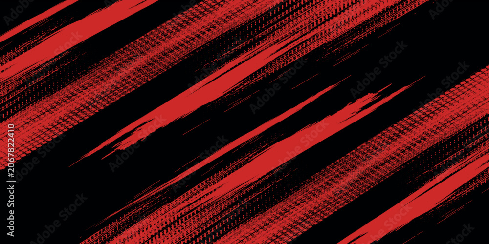 Fototapeta premium Black and Red Grunge Brush Background with Halftone Effect