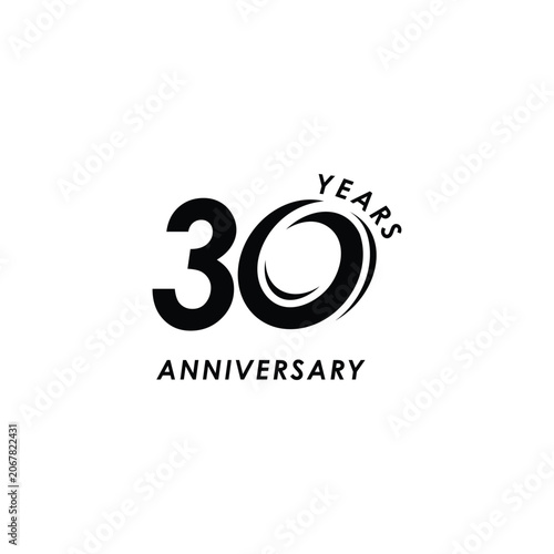 Number 30 Anniversary years for birthday celebrating holiday logo design