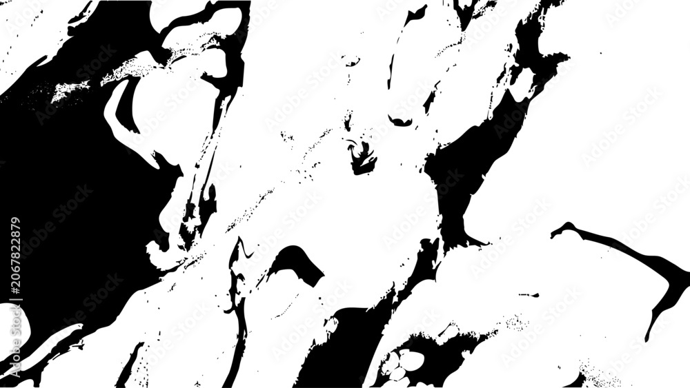 Obraz premium Black and White Abstract Ink Texture Background with Bold Organic Paint Shapes. Monochrome Fluid Ink Pattern with High Contrast Abstract Marble Texture. 