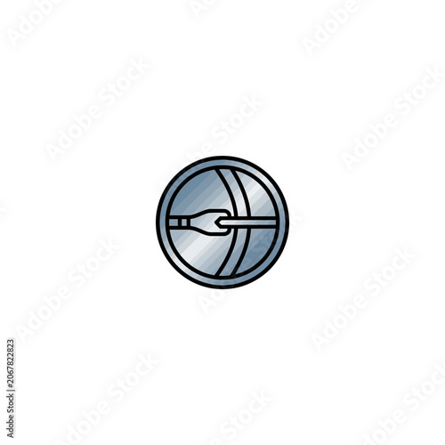 Vászonkép Metallic Archery Nock Point Icon Featuring A Curved String Circle And Arrow Fitt