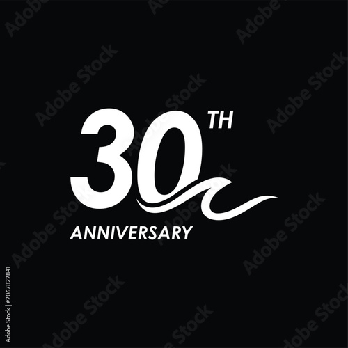 Number 30 Anniversary years for birthday celebrating holiday logo design