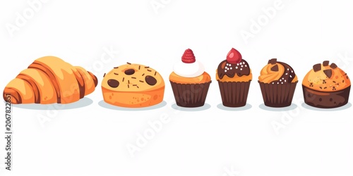 Variety of baked goods and sweet desserts selection