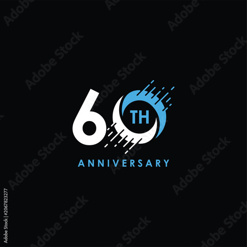 Number 60 Anniversary years for birthday celebrating holiday logo design