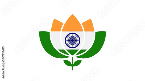 Stylized lotus flower graphic featuring the colors and emblem of the Indian national flag.