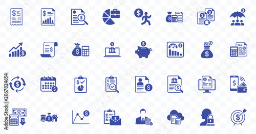 Accounting Solid icon set Icon Set, Editable Vector Icons