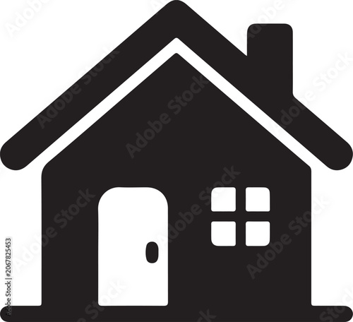 Tiny House Silhouette Vector Icon, Cozy Home Symbol, Minimal Residential Cottage Black Design.
