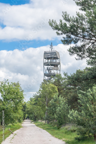 Observation watchtower and path at Kalmthoutse Heide Belgium