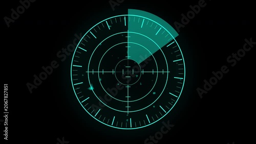 Futuristic target tracking. Radar screen digital interface. Blue Modular Digital Radar Sweep HUD Animation. 4k video