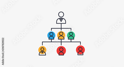Tableau sur toile Simple flat vector illustration of a corporate organizational hierarchy chart with colorful employee icons