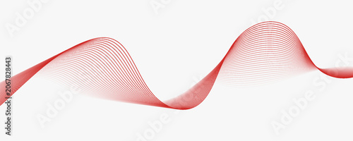 Red stripes on a white background. Creative line art. Red waves with lines. modern trendy design