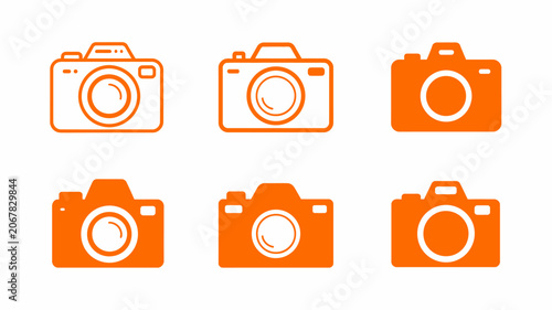 Valokuva Six Camera Icons In Orange Tones Representing Photography And Visual Recording T