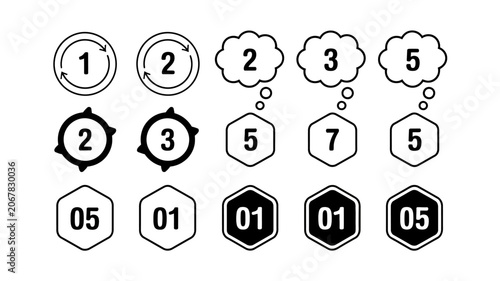 Canvastavla Numbered Circular And Hexagonal Icons On A White Background Representing Sequent