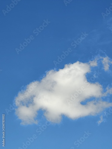 Single Fluffy White Cloud Floating in Clear Blue Sky