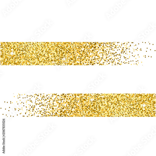 Foto Two horizontal strips of sparkling gold glitter particles with fading edges isol