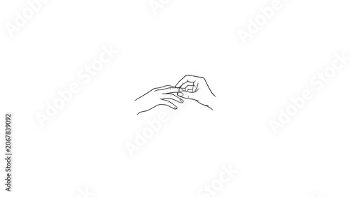 Billede på lærred Minimalist hand gesture, simple line drawing, human interaction, emotive illustr
