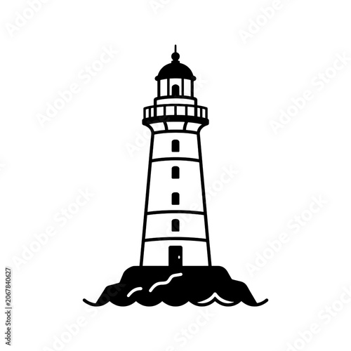Lighthouse illustration black wh